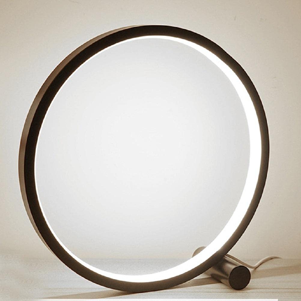 Dimmable LED Modern Round Table Lamp - 25CM Circular Bedside Lamp, Touch Sensitive Night Light for Bedroom, Study, Living Room | Energy-Efficient Decorative Lighting for Reading, Relaxing & Ambiance