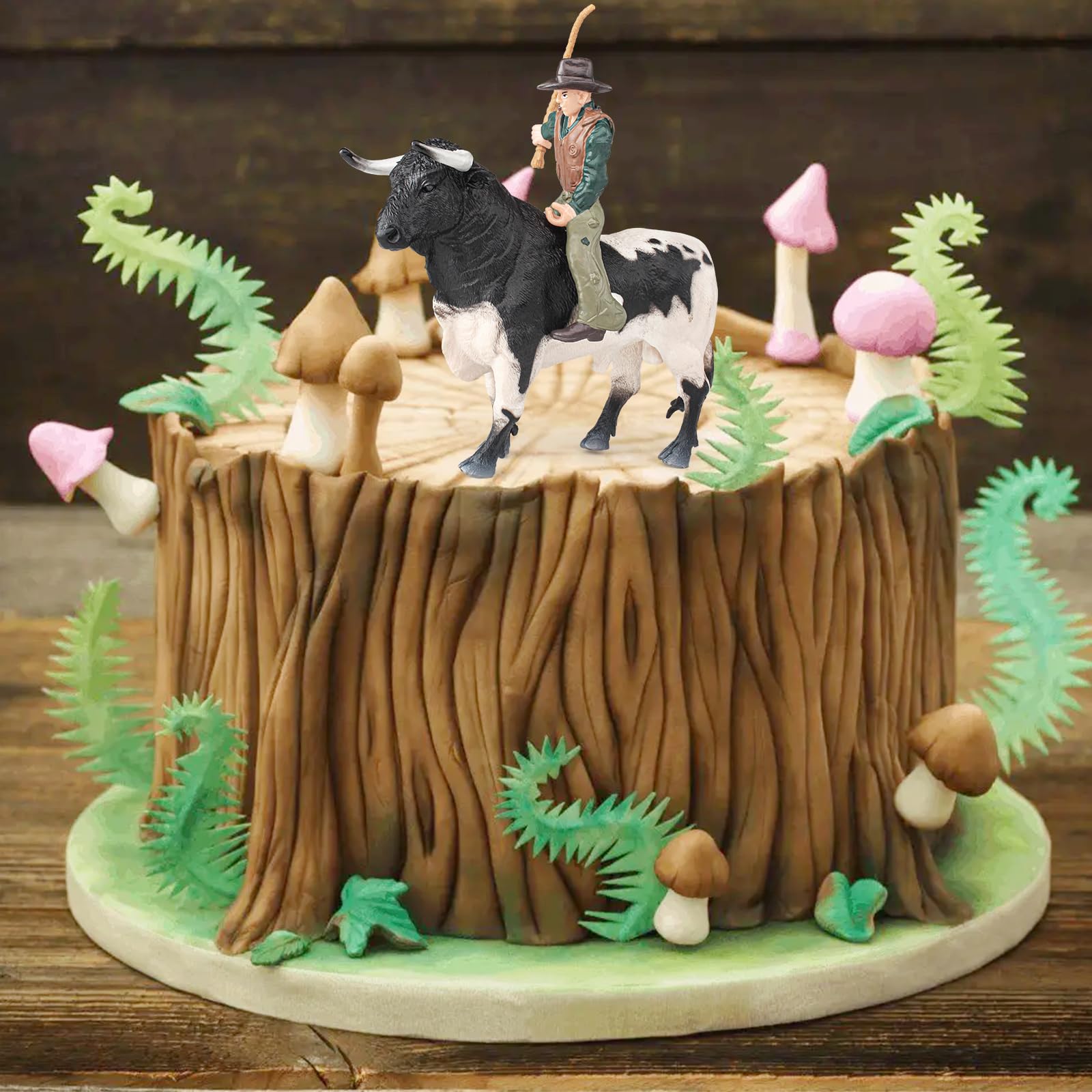 LC JoyCre 8 Inch Realistic Bull Riding Toy for Boys - Cowboy Bullfighter Action Figure, Farm Animal Set for Kids, Cake Topper & Toddler Figurine | Perfect for Western-Themed Parties, Ranch Play & Farm Animal Collections