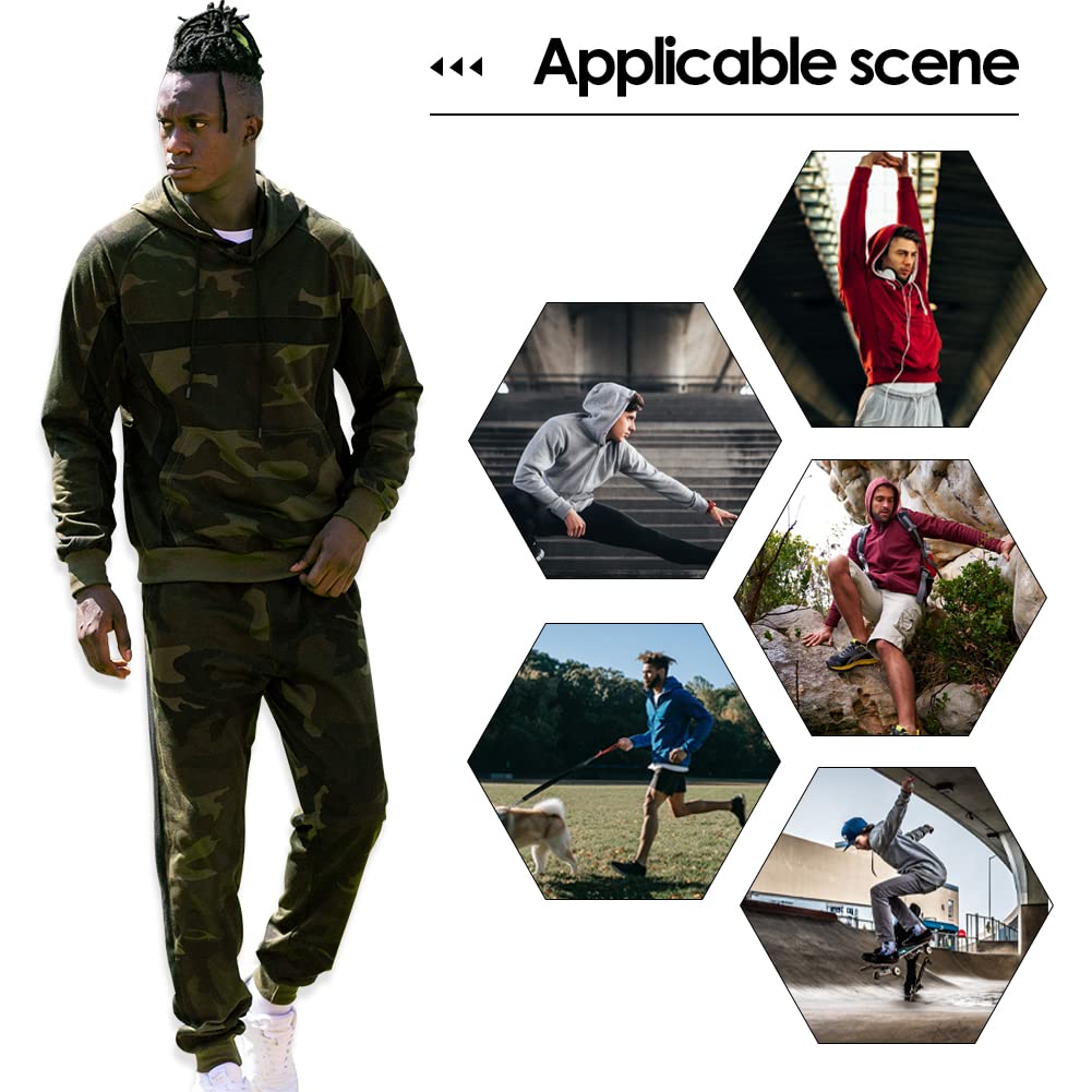 AOTORR Men's 2-Piece Camo Sweatsuit Set - Hoodie & Jogging Sweatpants for Casual Wear, Gym, and Outdoor Activities