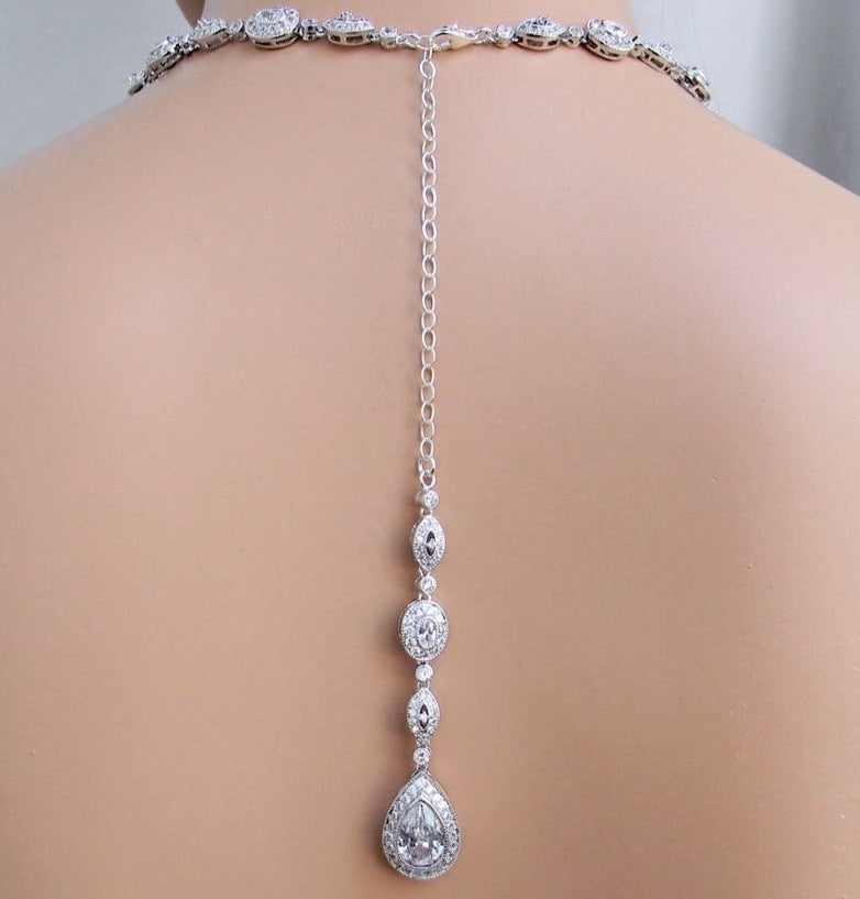 Alexa Cubic Zirconia Bridal Necklace - Elegant Wedding Jewelry in Silver & Rose Gold - Perfect for Bridal Showers, Weddings & Anniversary Gifts