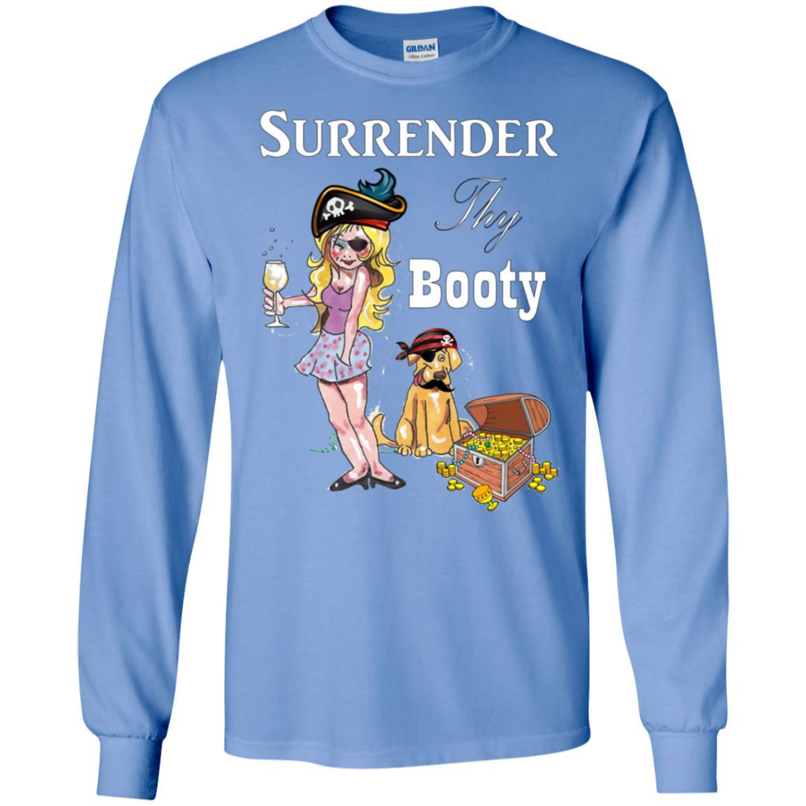 WineyBitches.Co Surrender Thy Booty Long Sleeve Ultra Soft Cotton T-Shirt for Women | Vintage Graphic Tee | Casual Wear & Lounge Outfit
