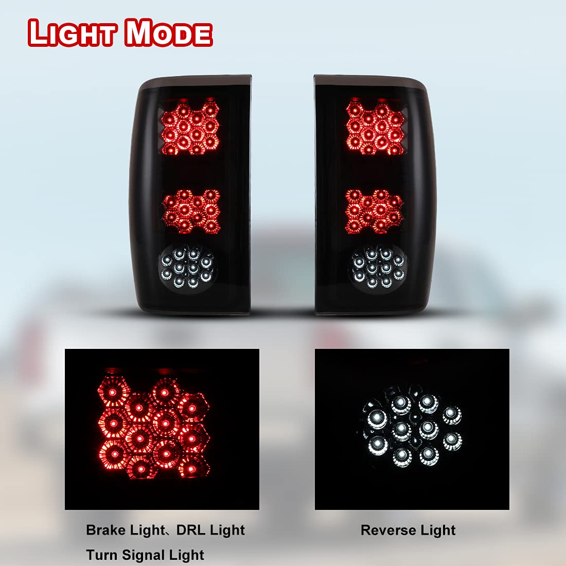 ROXX Full LED Tail Lights Assembly for 1993-1999 Ford Ranger - Smoke Lens Replacement with LED Brake, Turn & Reverse Lights - Driver & Passenger Side (Perfect for Off-Roading, Night Driving & Truck Customization)
