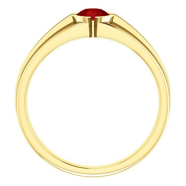 14KT Gold Men's Solitaire Ring with 2/3 CT Ruby Bezel Setting - Elegant Jewelry for Weddings, Anniversaries & Special Occasions