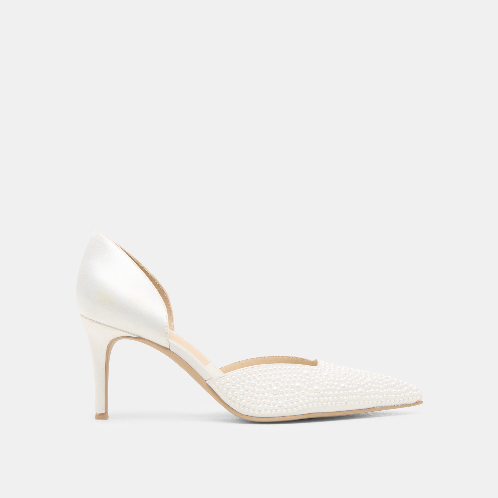 Eloy Pearl Heels - True White Satin Women's Dress Shoes for Weddings, Parties & Special Occasions