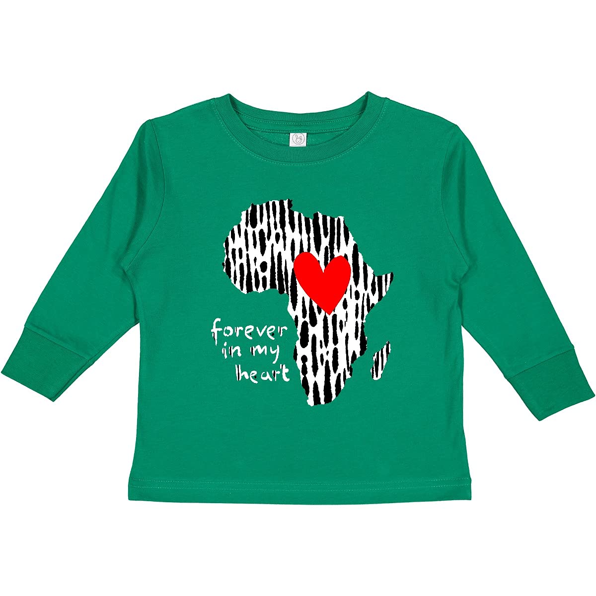 Inktastic Black History Month Forever in My Heart Toddler Long Sleeve T-Shirt - Comfortable Cotton Tee for Kids, African American Heritage Apparel - Perfect for School, Family Gatherings & Cultural Events