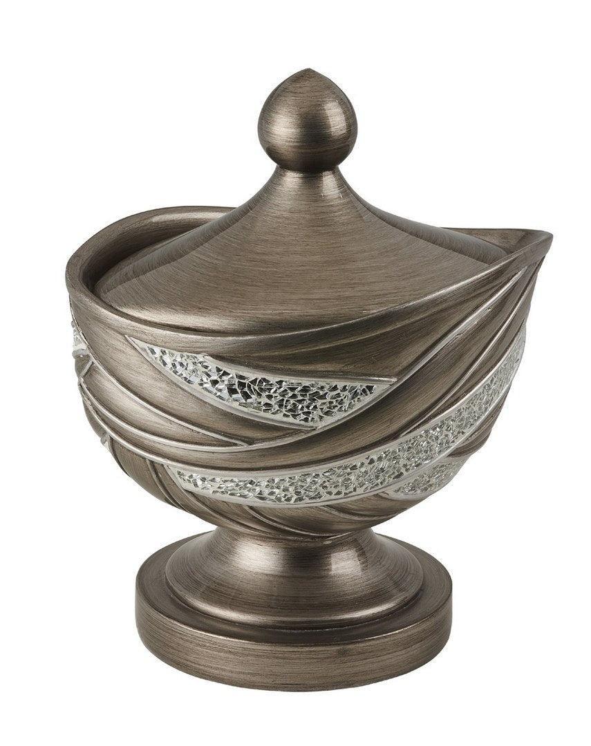 10.5 Inch Tall Polyresin Decorative Jewelry Box with Silver Swirl Pattern - Baroque Style Jewelry Storage Organizer for Necklaces, Rings & Earrings - Perfect for Vanity, Dresser or Gift Giving