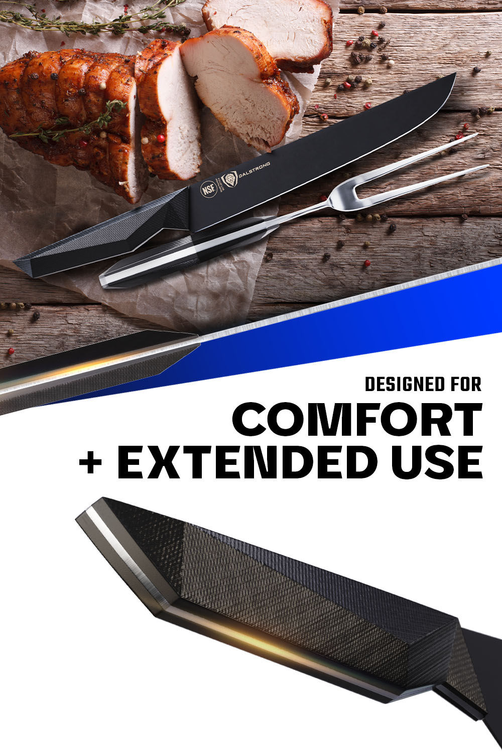 Premium Dalstrong Carving Knife & Fork Set - 9