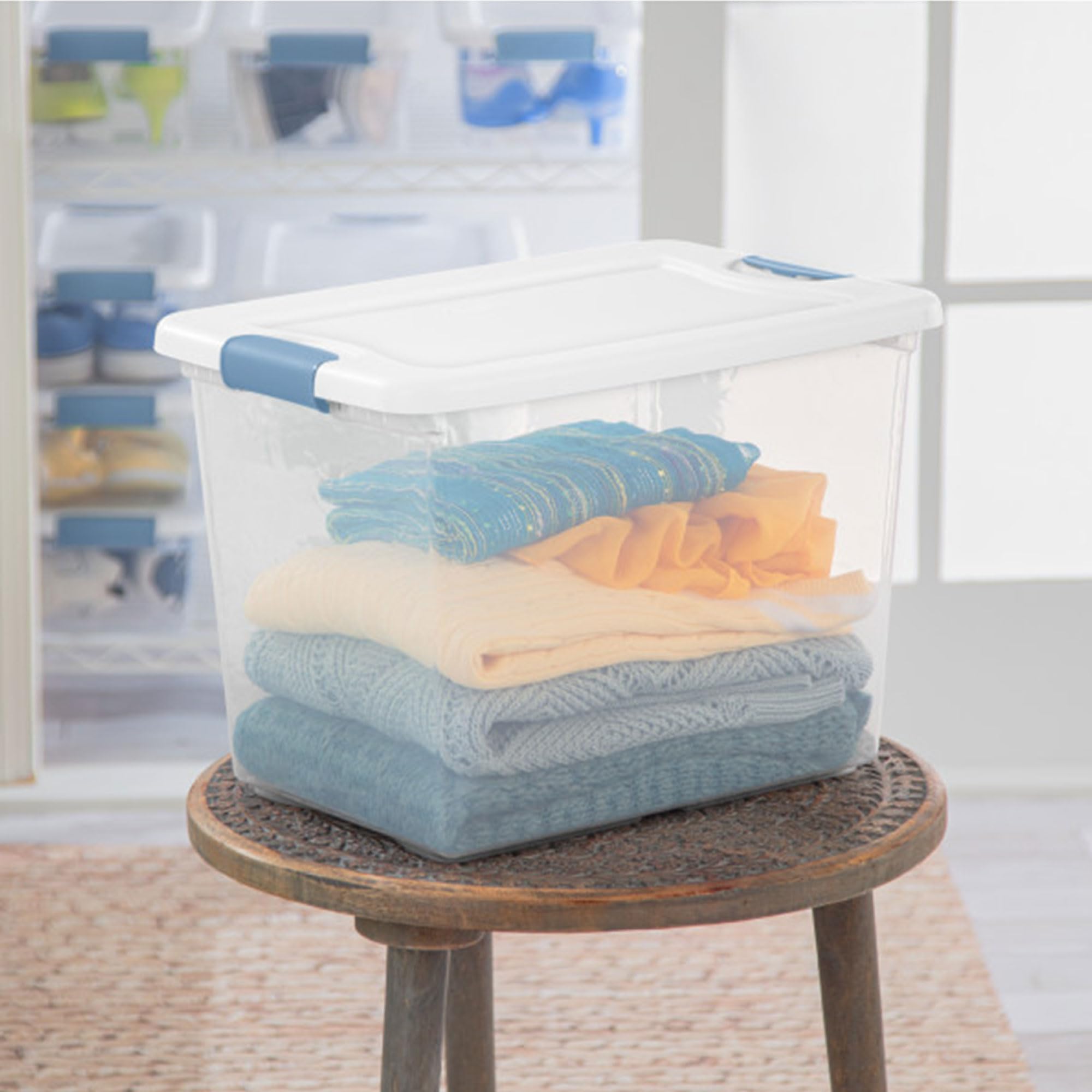 Sterilite 24-Pack 25 Quart Clear Plastic Storage Bins with Latching Lids - Stackable Organizer Boxes for Home, Office, Closet & Garage Organization