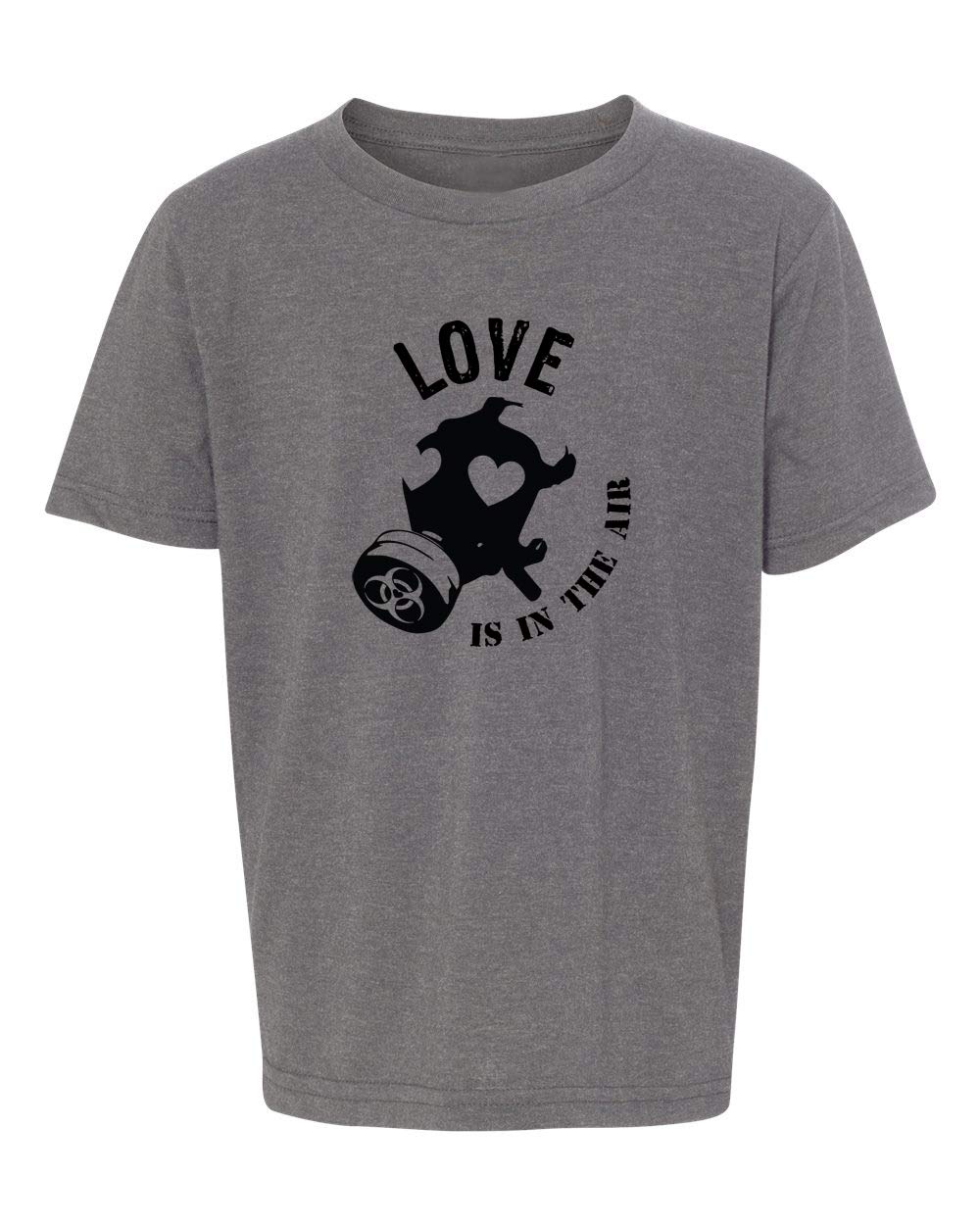 Love is in The Air Gas Mask Graphic T-Shirts for Kids - Valentine's Day Cute & Funny Shirts - Perfect for Parties, School & Family Events