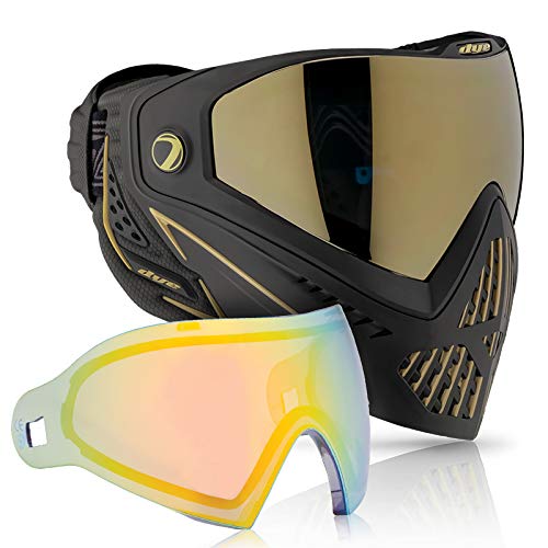 Dye i5 Paintball Mask - Onyx/Gold 2.0 with Northern Lights Thermal Lens | Anti-Fog Protection for All Weather Play | Perfect for Speedball & Woodsball Scenarios