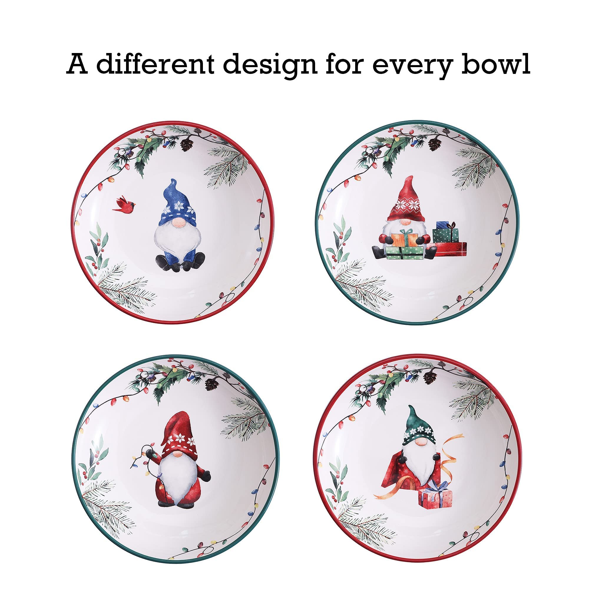 Bico Christmas Gnomes Ceramic Dinnerware Set - 12-Piece Service for 4 (Includes 11