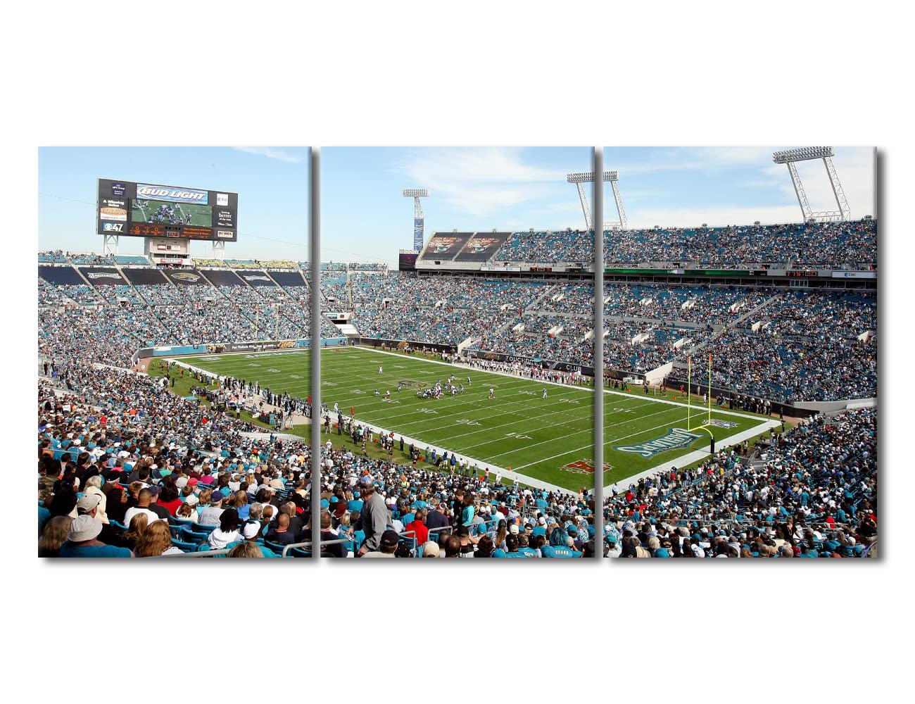 3-Piece TIAA Bank Field Football Stadium Canvas Wall Art - Jacksonville Jaguars Wooden Framed Posters (72