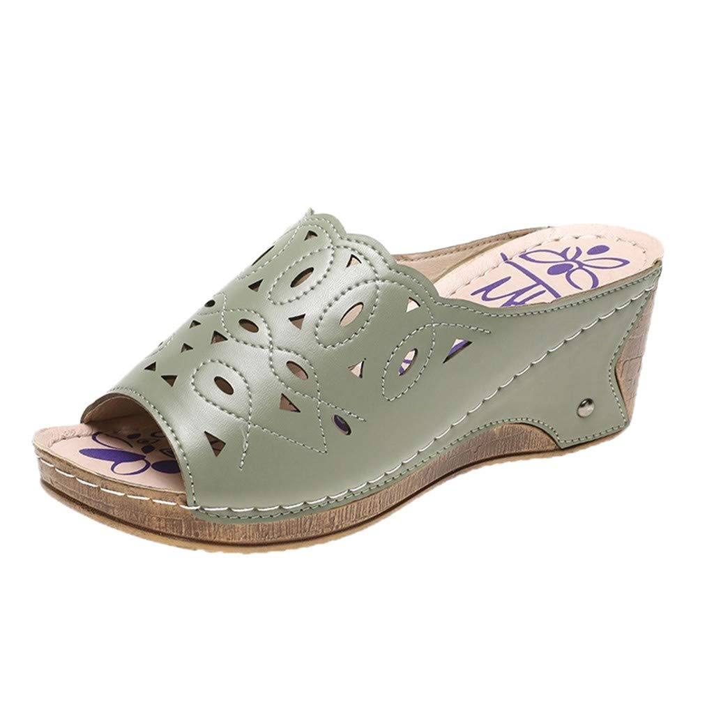 Stylish Women's Open Toe Hollow Out Wedge Sandals - Breathable Summer Slip-On Platform Shoes for Casual Wear | Perfect for Beach, Vacation, and Everyday Outfits