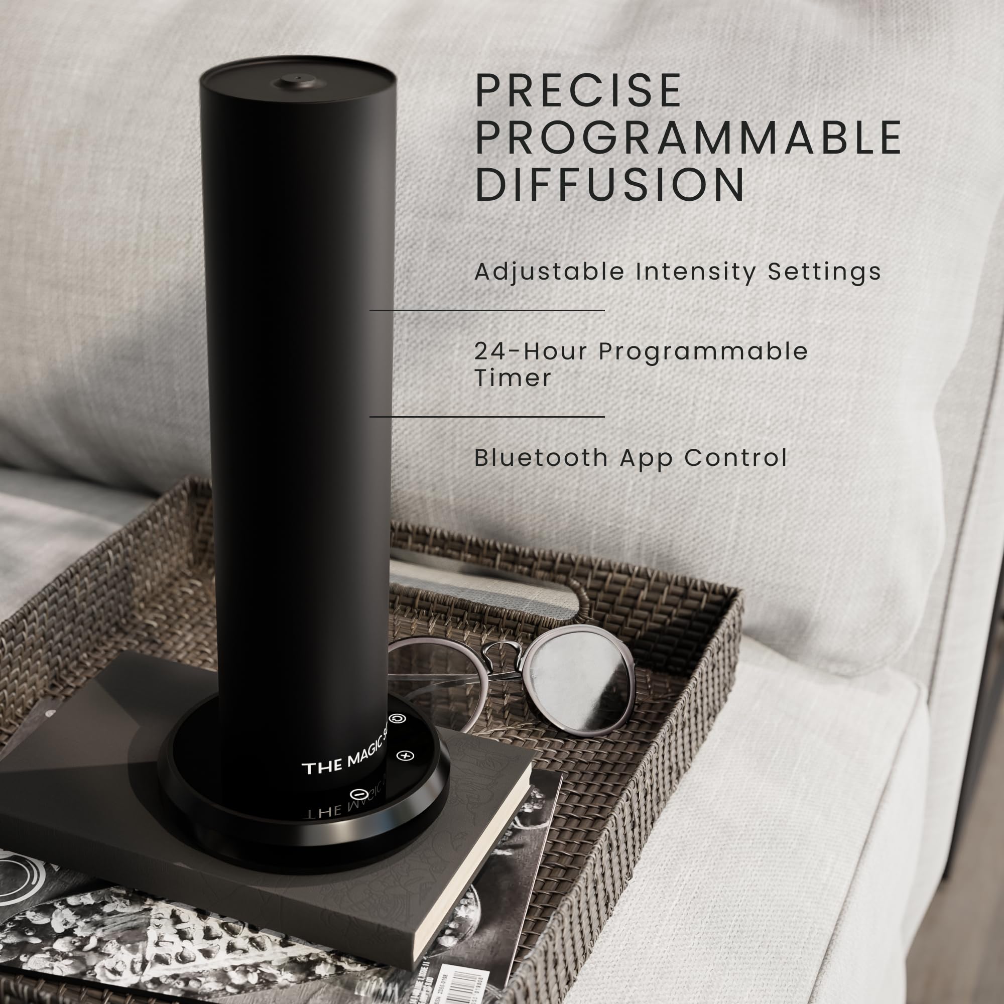 Premium Bluetooth Essential Oil Diffuser - Smart Ultra-Quiet Aromatherapy Device for Home, Office & Hotel - Waterless Cold-Air Technology with Programmable Timer - Includes Free Aroma Oils (Perfect for Relaxation, Yoga, Spa & Sleep Therapy)