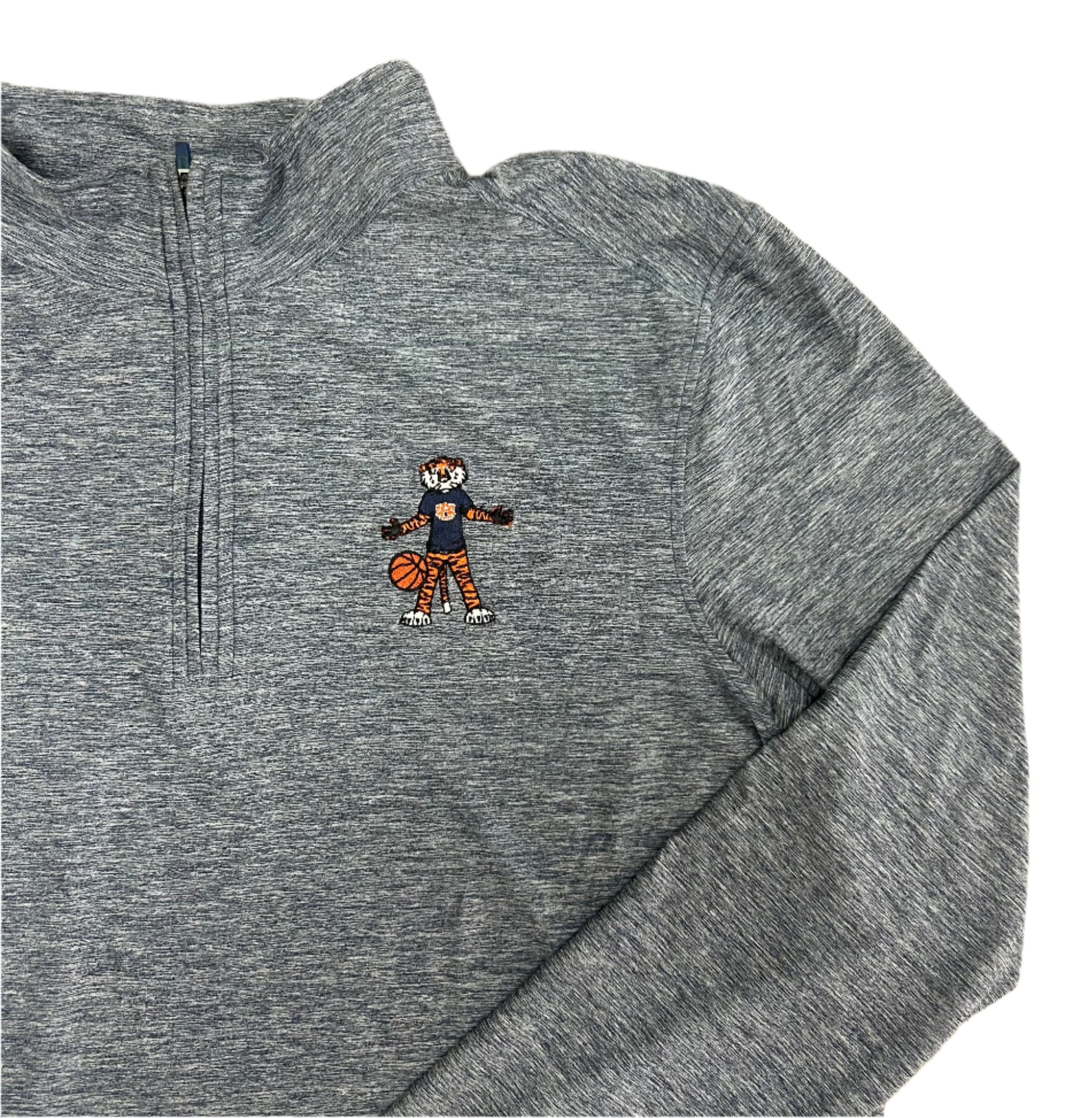 Antigua Hunk Aubie Basketball Quarter Zip Pullover - Men's Athletic Performance Fleece Jacket for Training, Games & Outdoor Activities