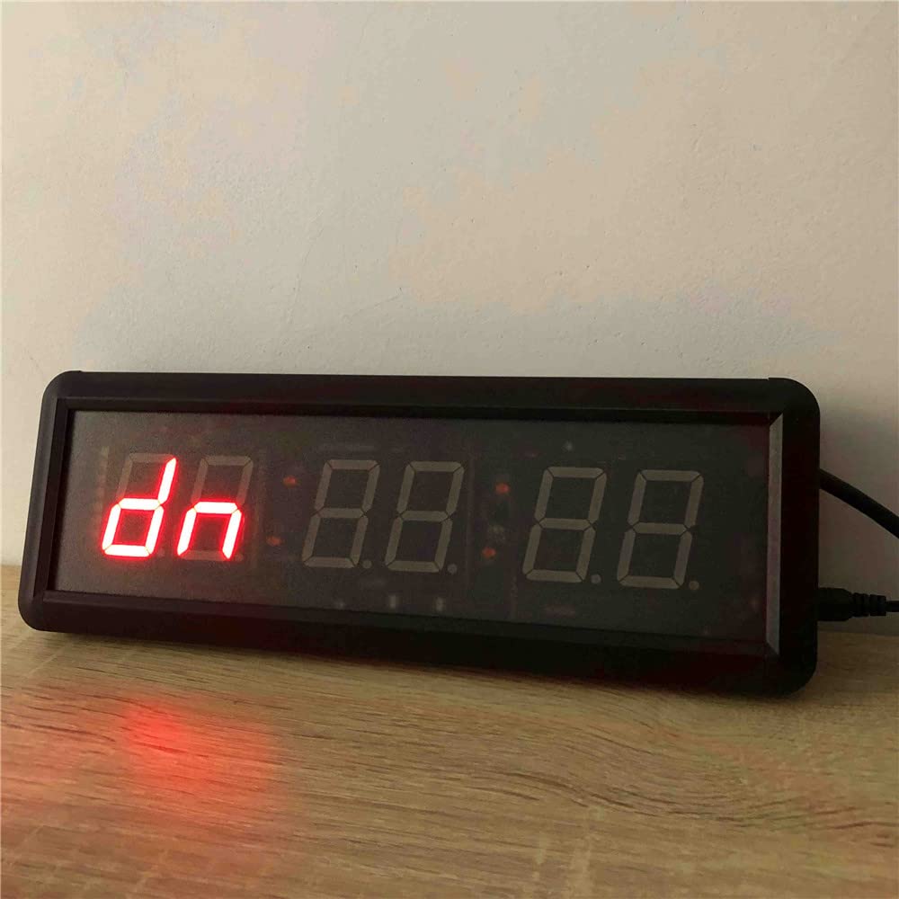 1.5 Inch 6-Digit Wired LED Race Timing Clock with Remote Control - 3 Button Gym Timer for Running Events, Countdown/Count Up, Stopwatch - 12/24 Hour Real Time Display (Red) - Perfect for Track Meets, Fitness Classes & Sports Training