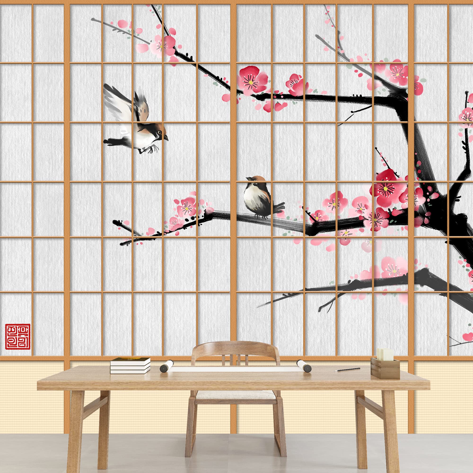 Japanese Grid Window Removable Wallpaper - Peel and Stick Wall Mural for Bedroom (100x144 inches) - Perfect for Home Decor, Nursery, Dorm Room & Office Accent Wall