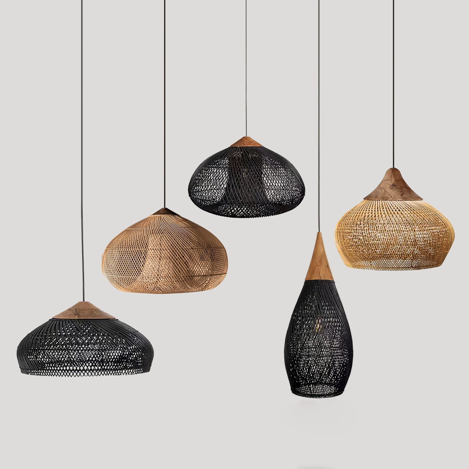 Handwoven Braided Rattan Pendant Light - Natural Boho Ceiling Lamp for Living Room, Bedroom & Dining Room Decor