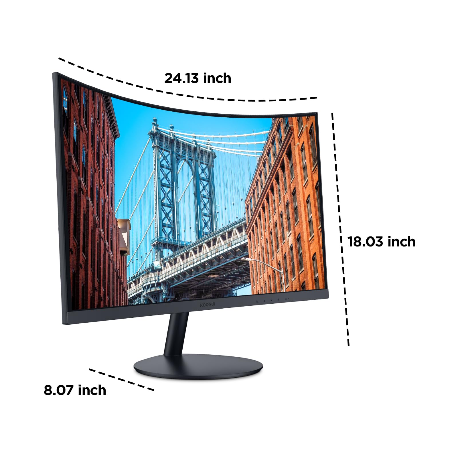 KOORUI 27 Inch Curved Gaming Monitor - Full HD 1080P, 75Hz Refresh Rate, 1800R Curvature, LED Display with HDMI & VGA Ports, Tilt Adjustment & Eye Care Technology - Perfect for Home Office, PC Gaming & Entertainment (Black, Model 27N5C)