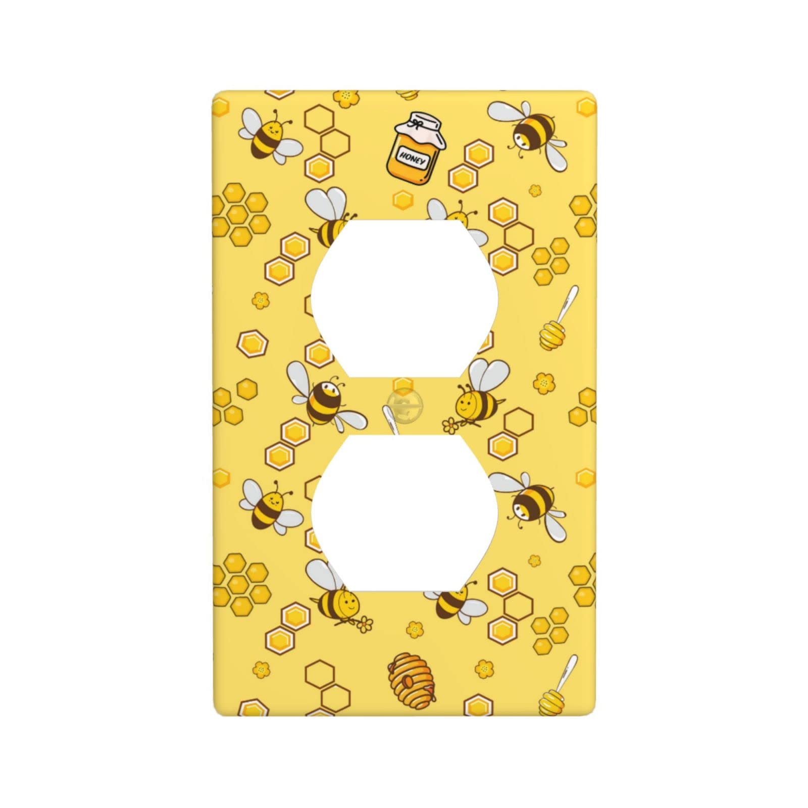 Bee Yellow Duplex Outlet Light Switch Cover - Decorative Yellow Wall Plate for Home & Office - 4.5