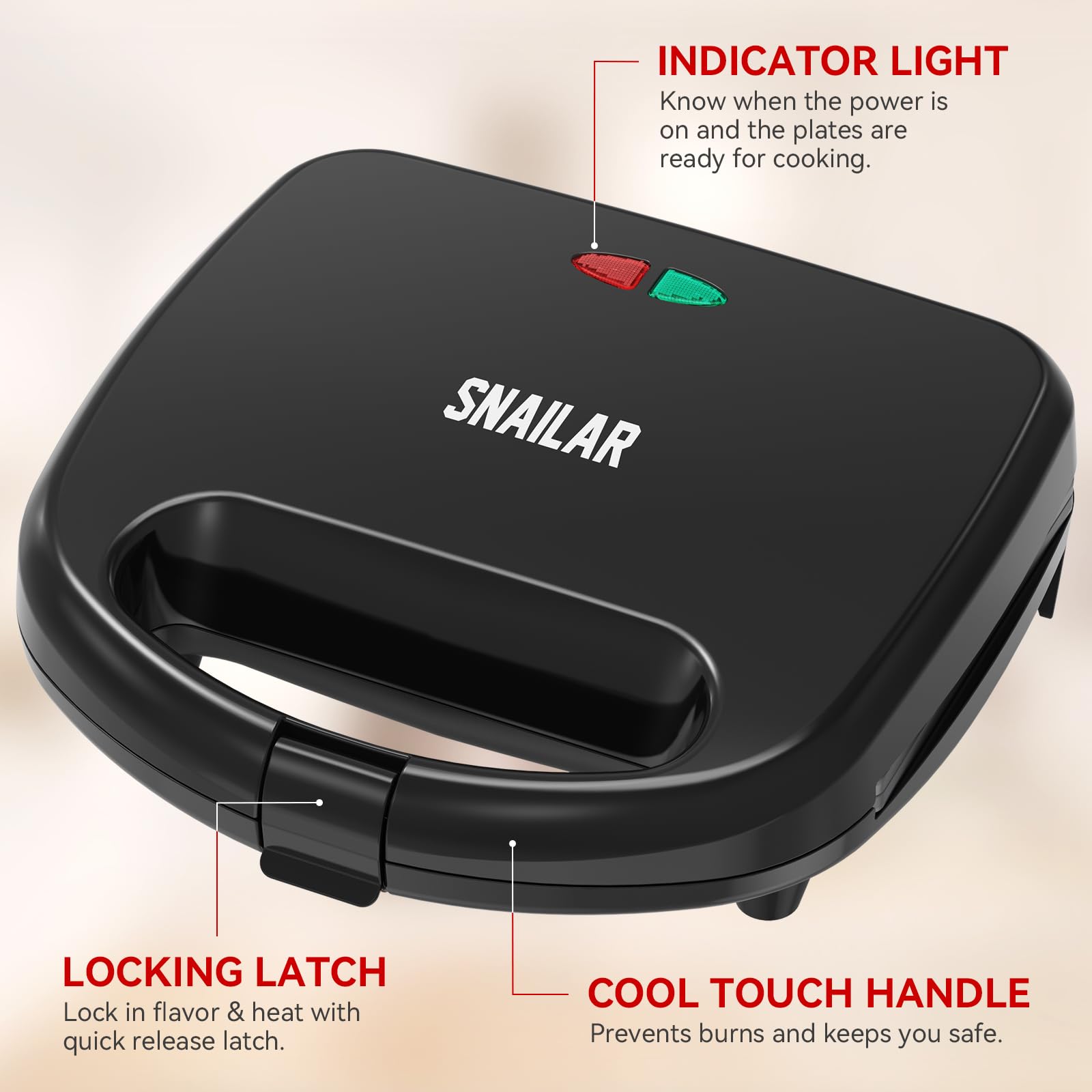 Non-Stick Belgian Waffle Maker - 2 Slice Waffle Iron with Indicator Lights, 750W, PFOA Free - Perfect for Breakfast, Brunch & Snacks - Ideal for Home, Office & Camping Use
