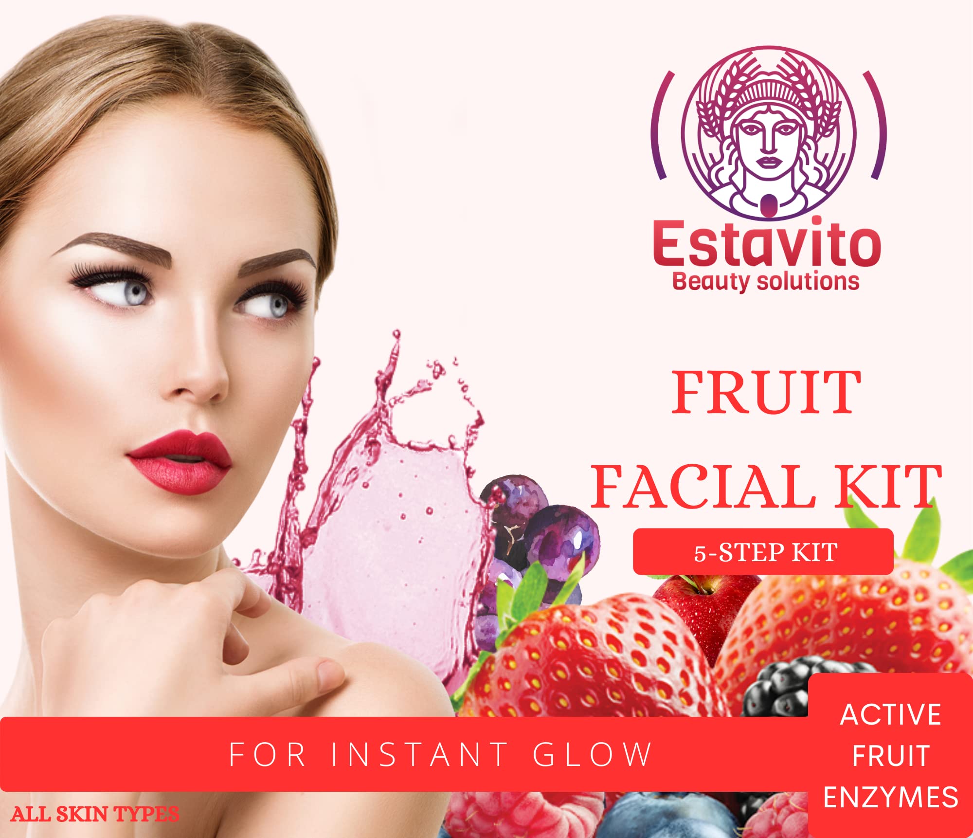 ESTAVITO Fruit Facial Kit for Instant Glow - All Skin Types | Brightening & Hydrating Face Mask Set | Perfect for Spa Day, Self-Care Routine & Gift Giving