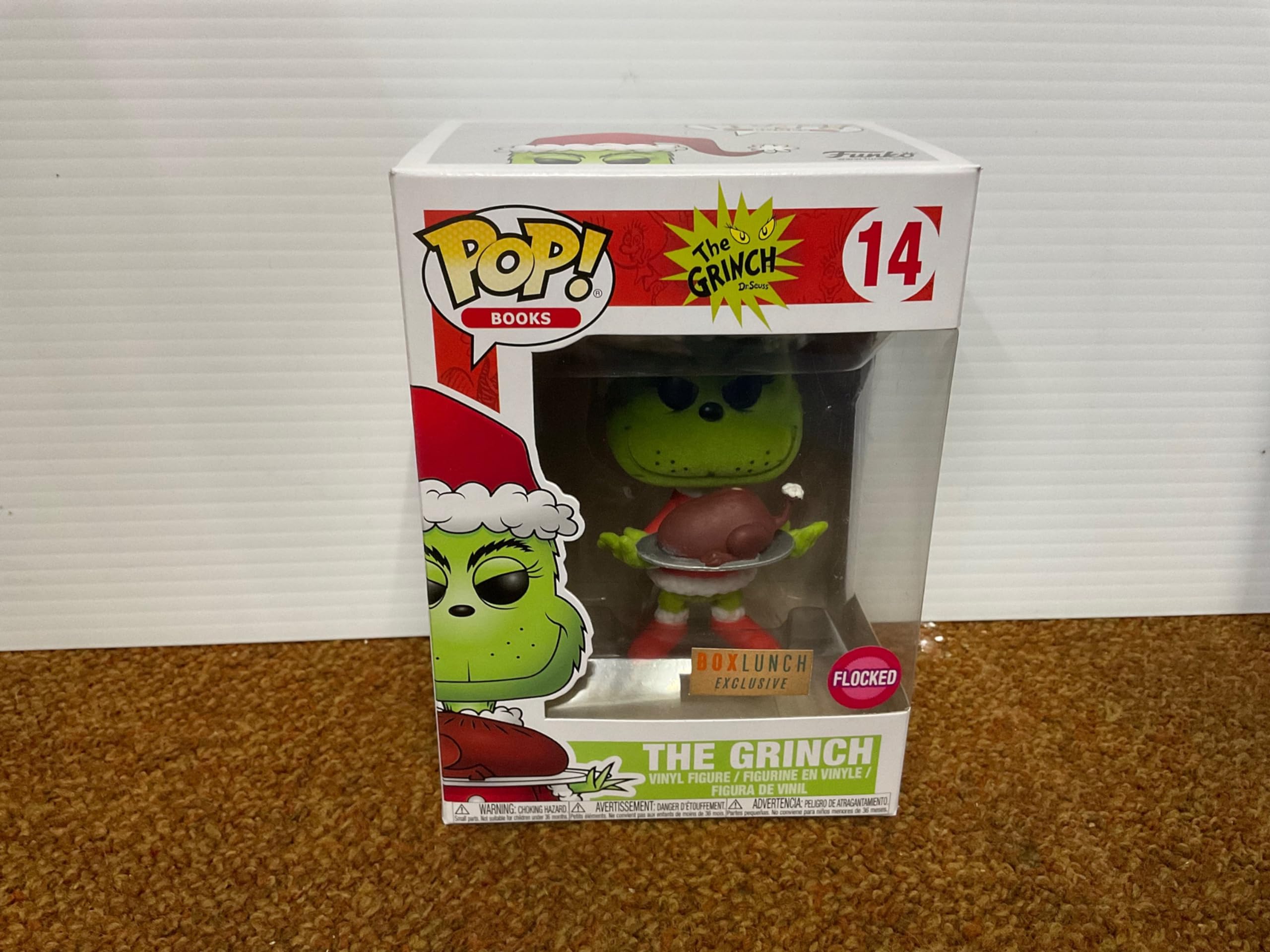 Funko POP! Dr. Seuss The Grinch Who Stole Christmas - Flocked Grinch with Roast Beast (BoxLunch Exclusive #14) - Perfect for Holiday Decor & Gifts