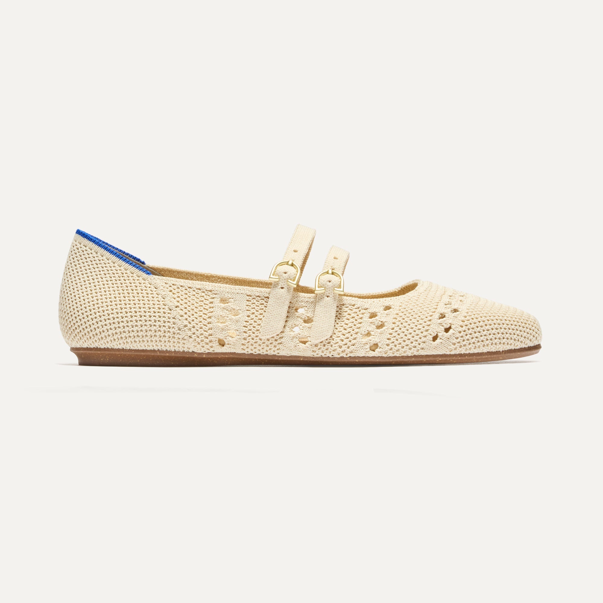 Elegant Double Buckle Mary Jane Shoes - Soft Powder Crochet Flats for Women | Perfect for Weddings, Parties & Casual Outfits