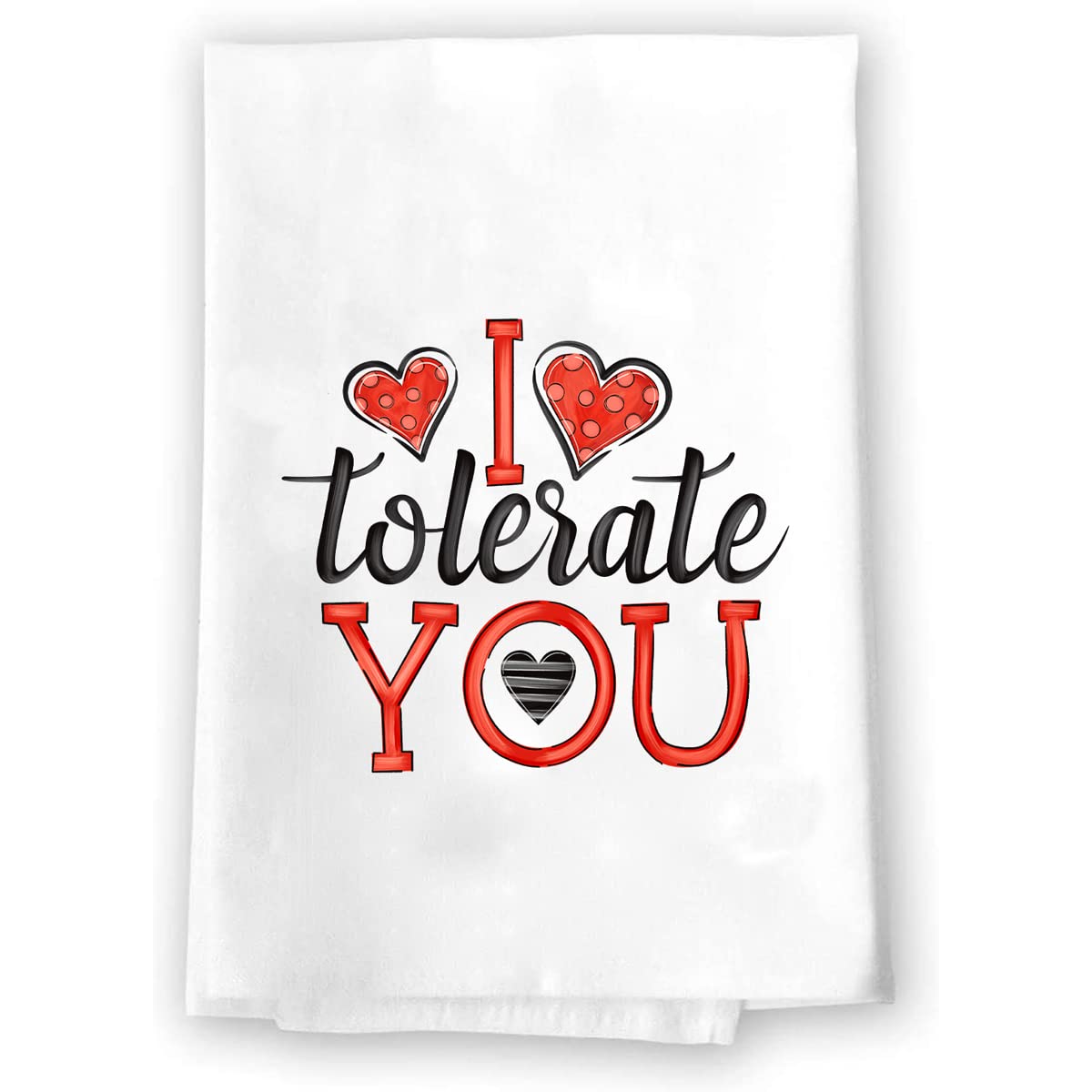 Valentine's Day 'I Tolerate You' Decorative Hand Towel Set - Soft White Kitchen & Bath Towels for Winter Home Decor, Housewarming Gift - Perfect for Bathroom, Kitchen Decor and Romantic Gifts