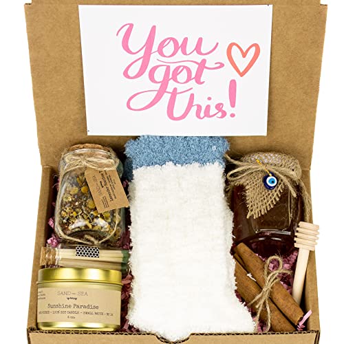 You Got This Encouragement Gift Box for Women - Best Friend Care Package with Tea, Honey, Cinnamon Sticks, Sunshine Candle & Fuzzy Socks - Perfect Get Well Soon Gift, Thinking of You Present & Sick Recovery Kit for Women - Ideal for Hospital Stay, Long Distance Friendship & Cheer Up Surprise