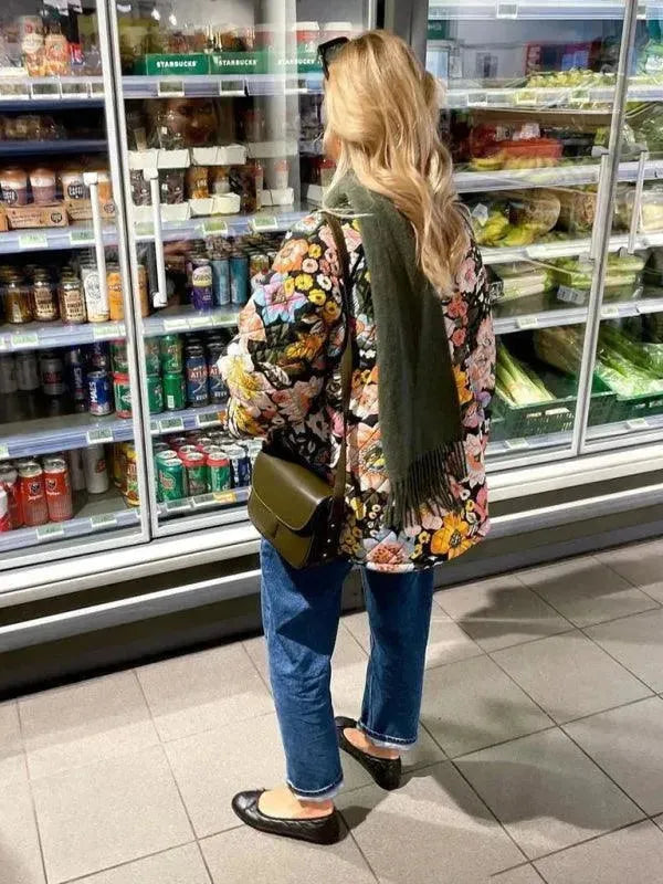 Trendy Loose Winter Print Quilted Coat for Women - Fashionable Long Sleeve Jacket with Stylish Patterns - Perfect for Cold Weather, Outdoor Activities & Casual Wear
