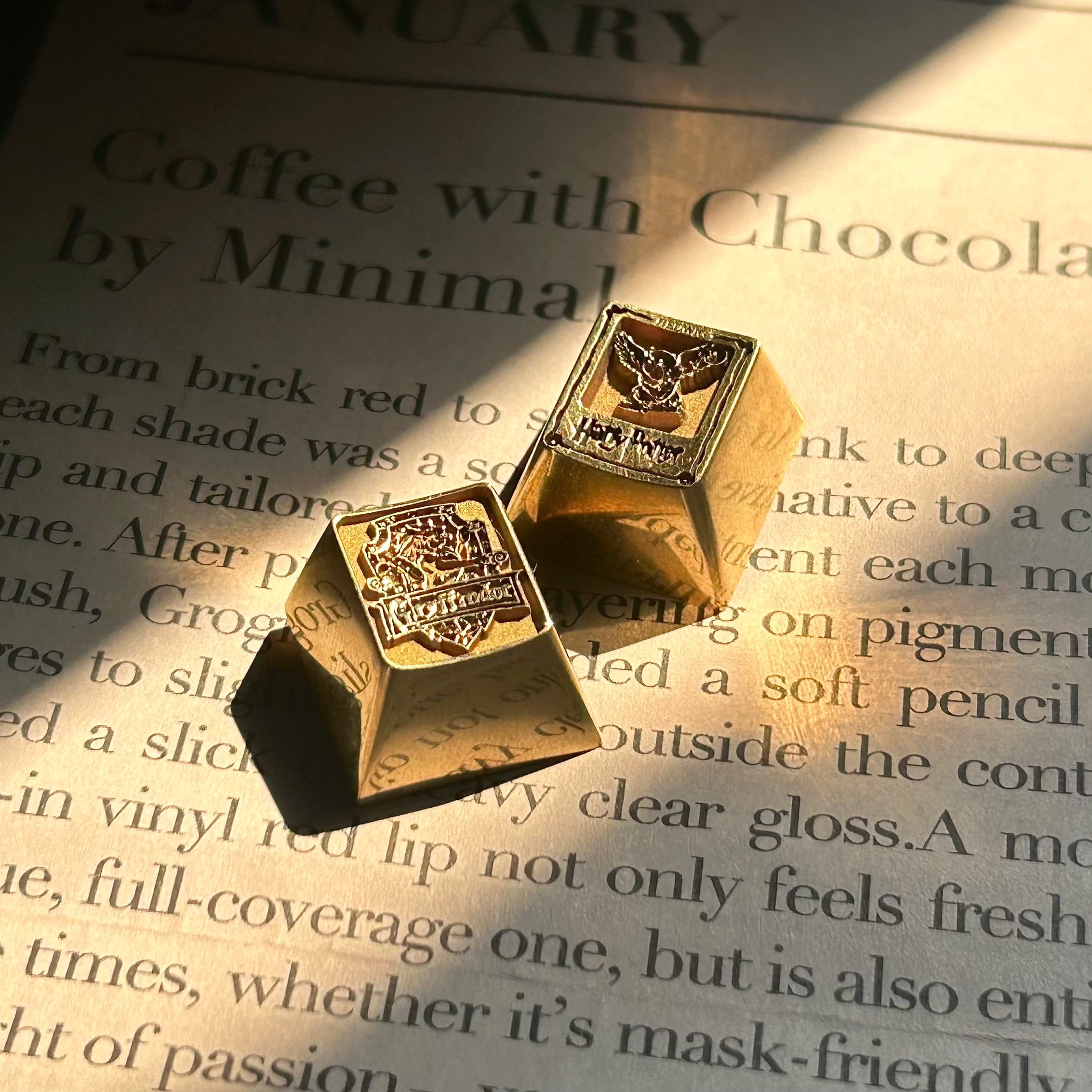 Harry Potter Series 1U Brass College Badge Keycaps - Custom Metal Art Keycaps for Mechanical Keyboards - Perfect for HP Fans, Collectors & Gamers (Great for Typing, Gaming & Keyboard Customization)