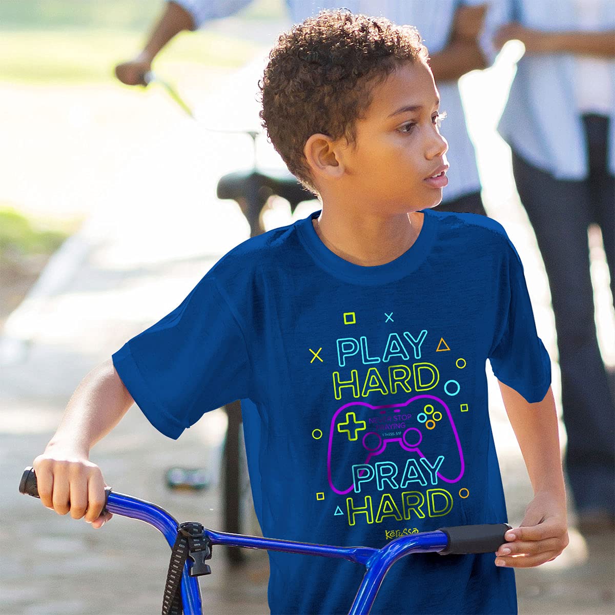 Kerusso Kids T-Shirt - Play Hard Gamer Graphic Tee - Royal Blue Cotton Shirt for Boys & Girls - Perfect for Gaming, School & Casual Wear