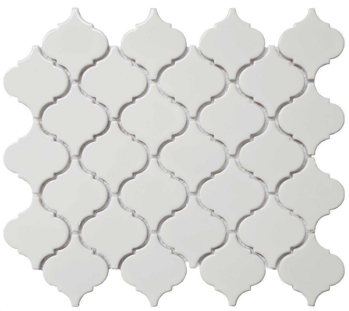 White Lantern Porcelain Mosaic Tile - Decorative Wall & Backsplash for Kitchen, Bathroom, and Outdoor Spaces