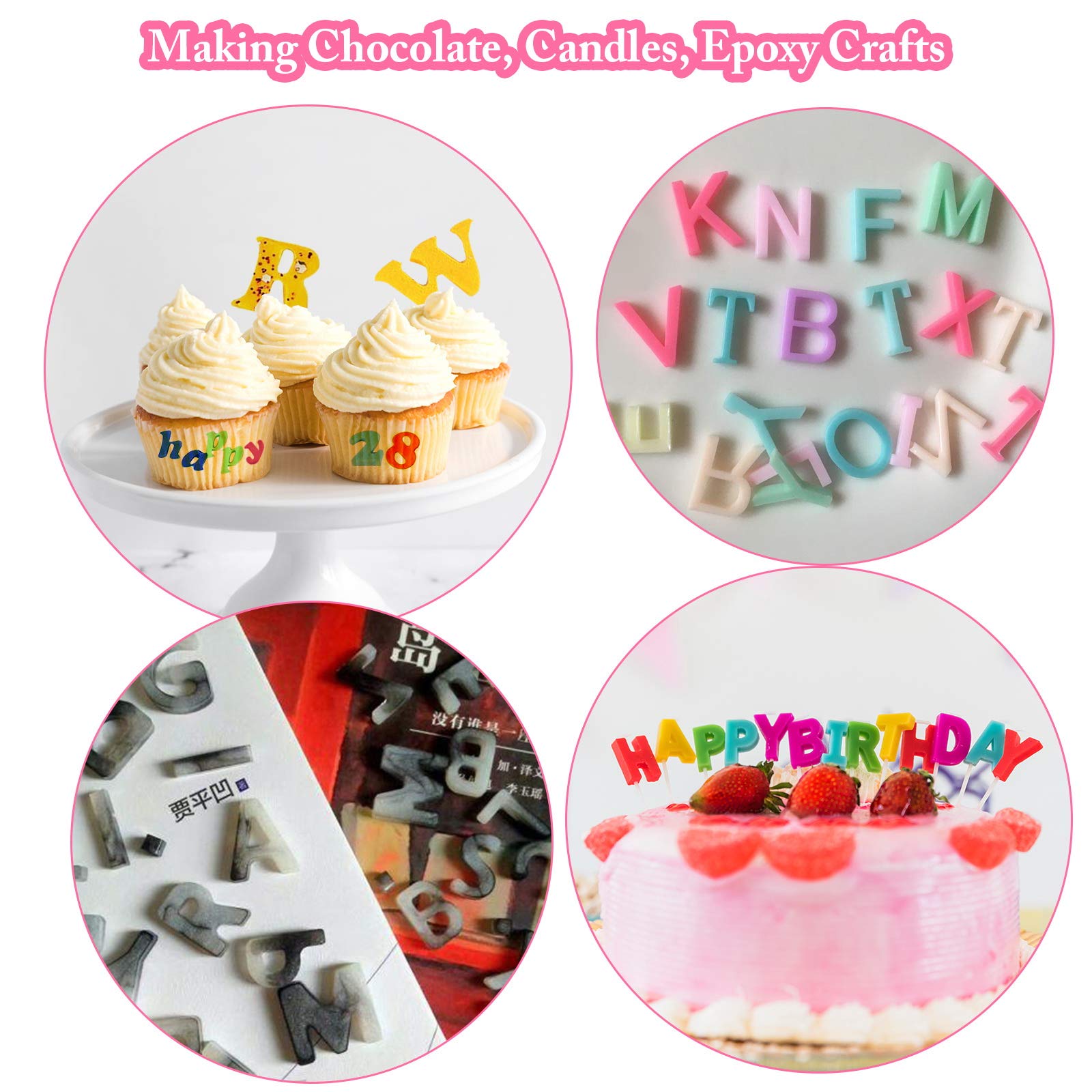 YGAOHF Silicone Alphabet Chocolate Molds Set - 3PCS Letter Molds for Breakable Hearts, Candy, Gummy, Ice Cubes & Resin - Perfect for DIY Baking, Cake Decorating, Party Favors & Gift Making