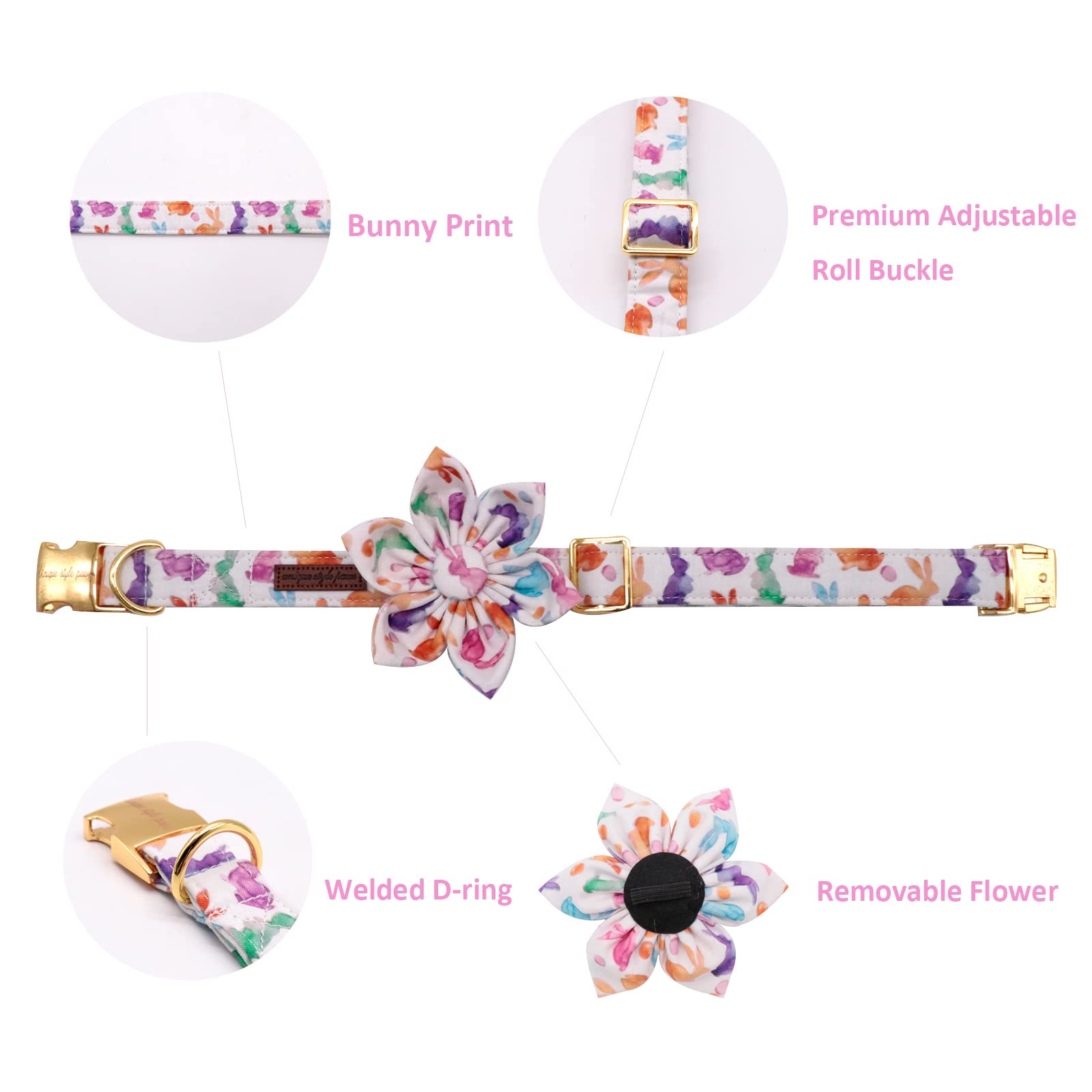 Easter Dog Collar with Flower Design - Adjustable Pet Collar for Small, Medium & Large Dogs - Perfect for Spring Walks & Easter Celebrations