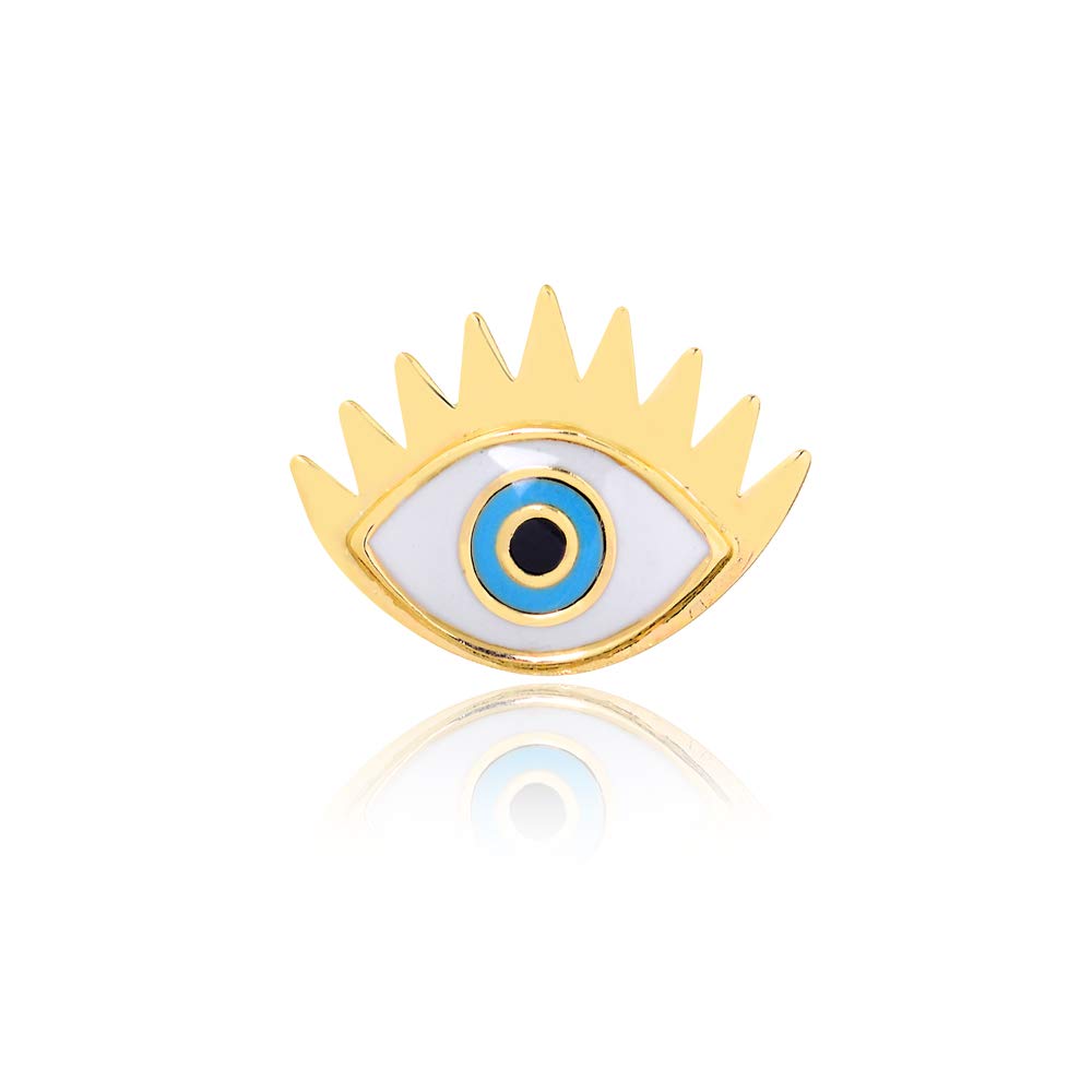 18K Solid Yellow Gold Enamel Eyelash Pendant Necklace for Women & Teens - Perfect Gift for Birthday, Anniversary & Valentine's Day