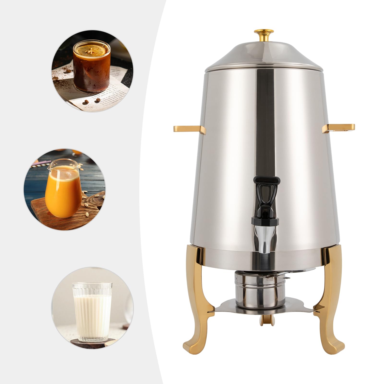 13L Electric Hot Beverage Dispenser with Adjustable Temperature (95-185℉) - Stainless Steel Coffee Urn with Spigot for Coffee, Tea & Hot Chocolate - Perfect for Parties, Events, Buffets & Catering (Gold)