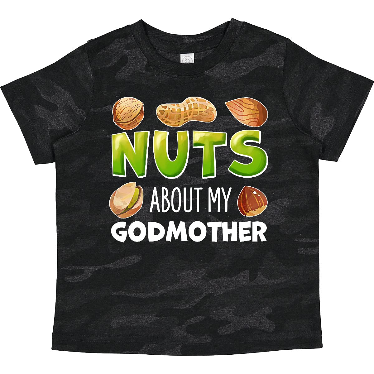 Inktastic 'Nuts About My Godmother' Peanut, Almond, Pistachio Toddler T-Shirt - Cute Casual Outfit for Toddlers, Family Gatherings & Godmother Appreciation Gifts