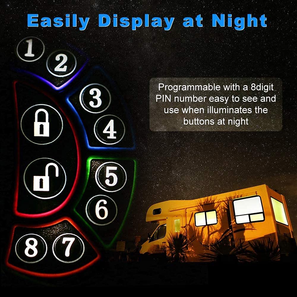 RV Keyless Entry Door Lock with Backlit Keypad - Smart Handle Latch & Deadbolt Security System - 20M Remote Control - Durable Zinc Alloy Construction (Gold) - Perfect for Camper Trailers, Motorhomes & Travel Trailers