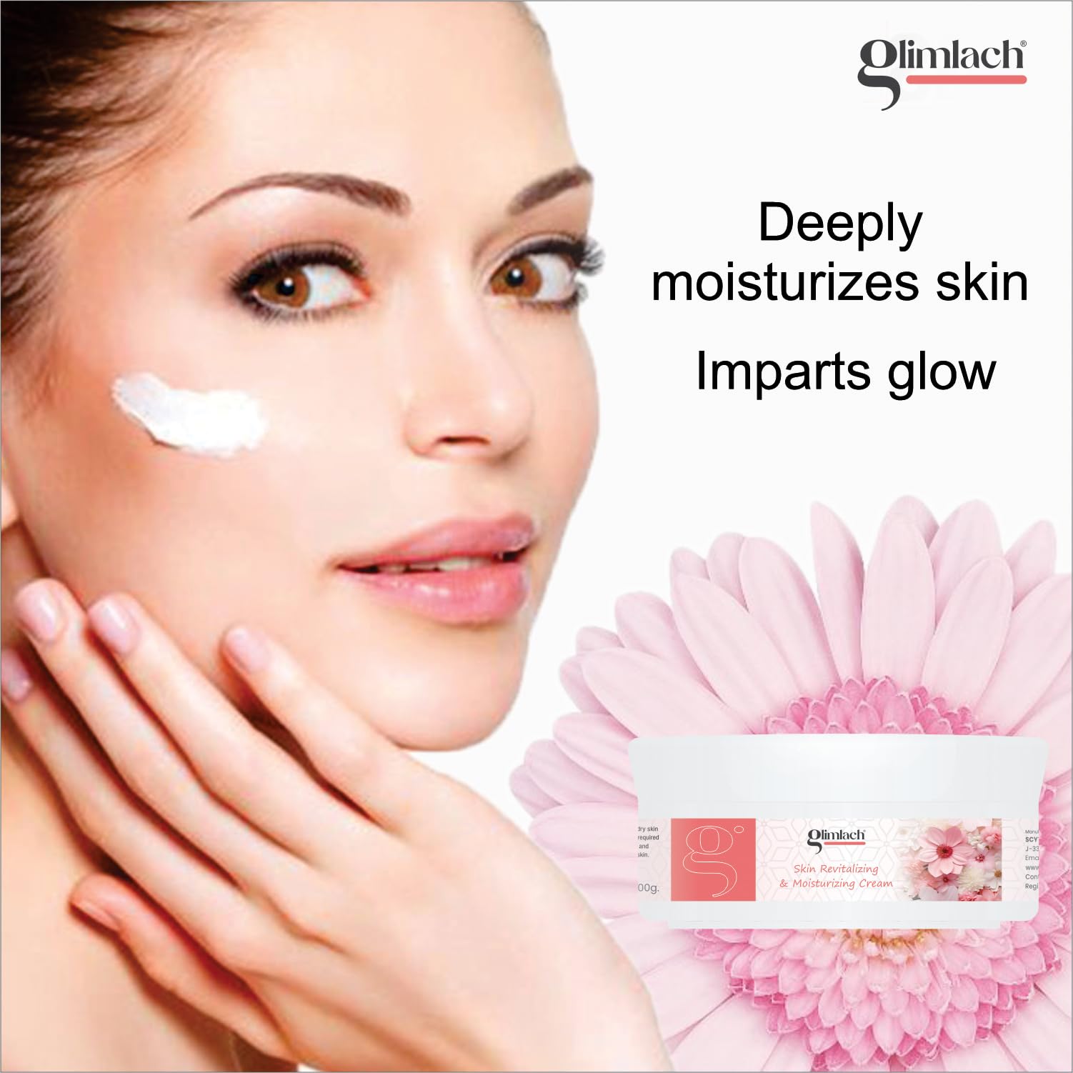 GLIMLACH Aloe Vera Moisturizing Cream - Skin Revitalizing & Hydrating Face & Body Lotion (100g) | Daily Skincare for Dry, Sensitive Skin - Perfect for Home & Travel Use