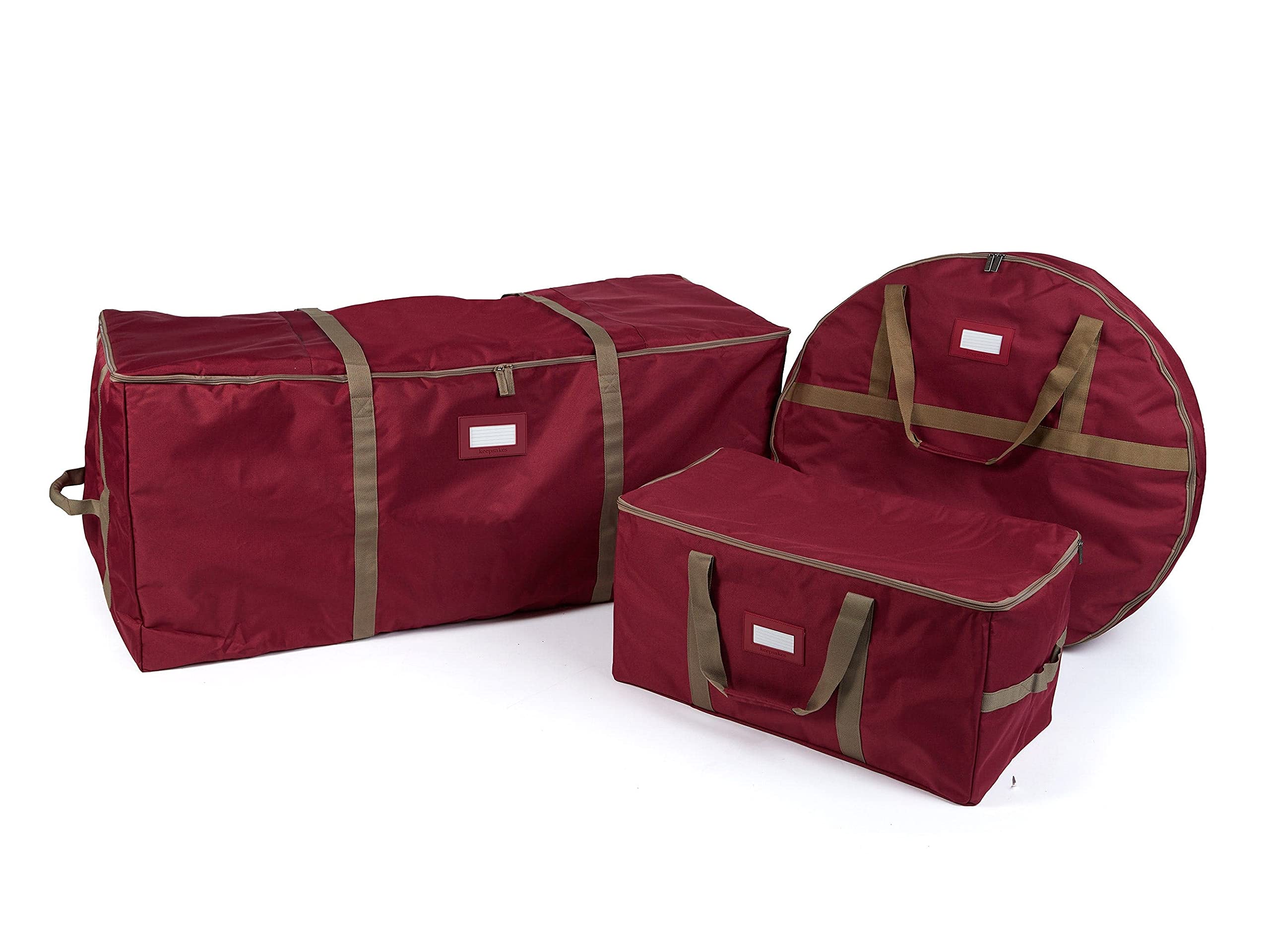 Premium Christmas Storage Set - Tree Storage Bag, Ornament Organizer & Gift Wrap Protector | Holiday Decoration Organizer for Attic, Basement & Seasonal Closet Storage (Red)