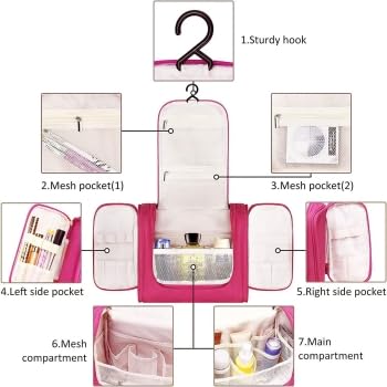 Waterproof Large Cosmetic Bag & Makeup Organizer for Women - Travel Toiletry Case with Shaving Kit, Pink (Perfect for Travel, Gym, and Daily Makeup Storage)