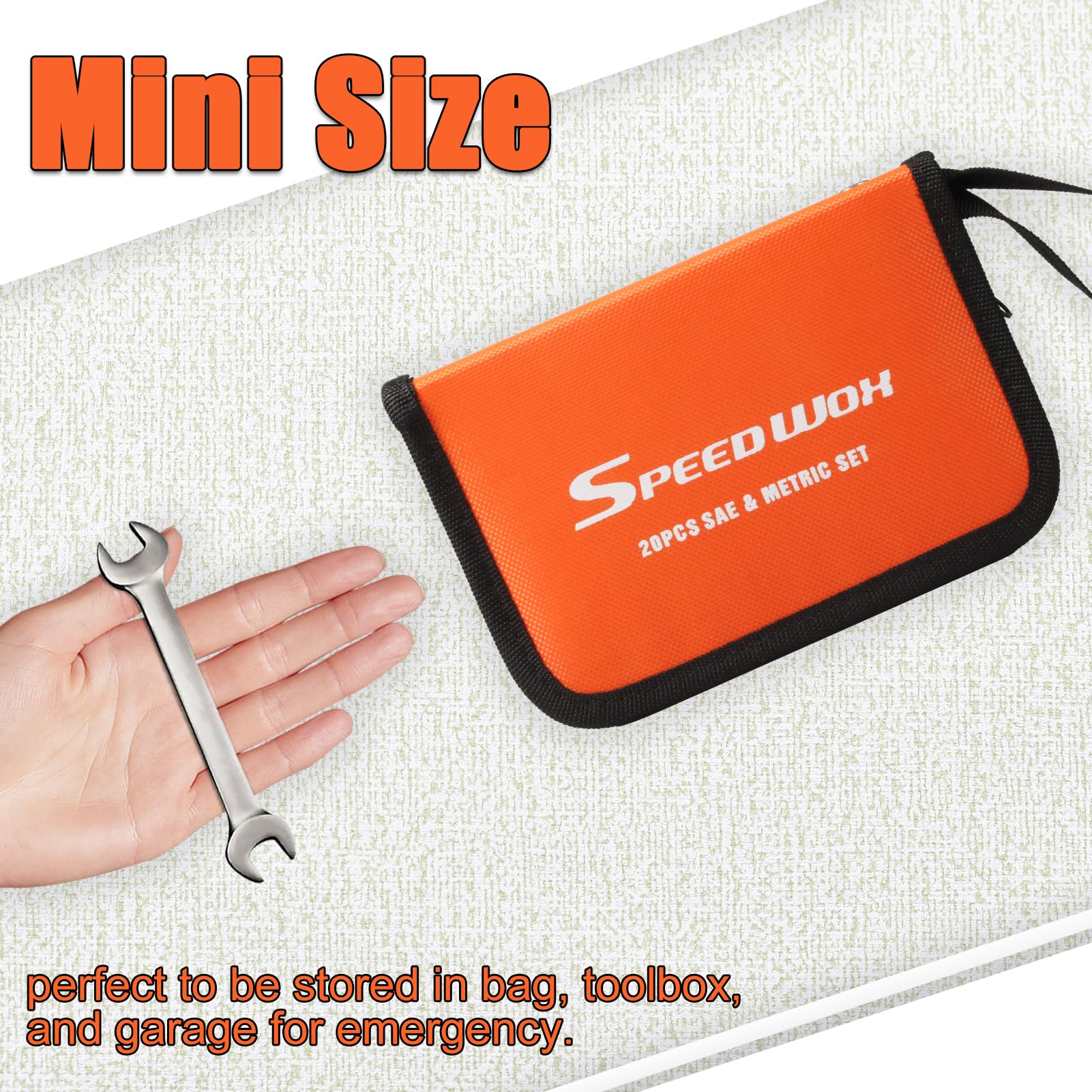 SPEEDWOX 20-Pocket Wrench Tool Storage Bag - Heavy Duty 1680D Oxford Fabric Organizer Pouch for Metric & SAE Wrenches - Portable Tote Design for Mechanics, DIY, and Construction Work - Perfect for Toolbox, Garage, and Job Site Organization