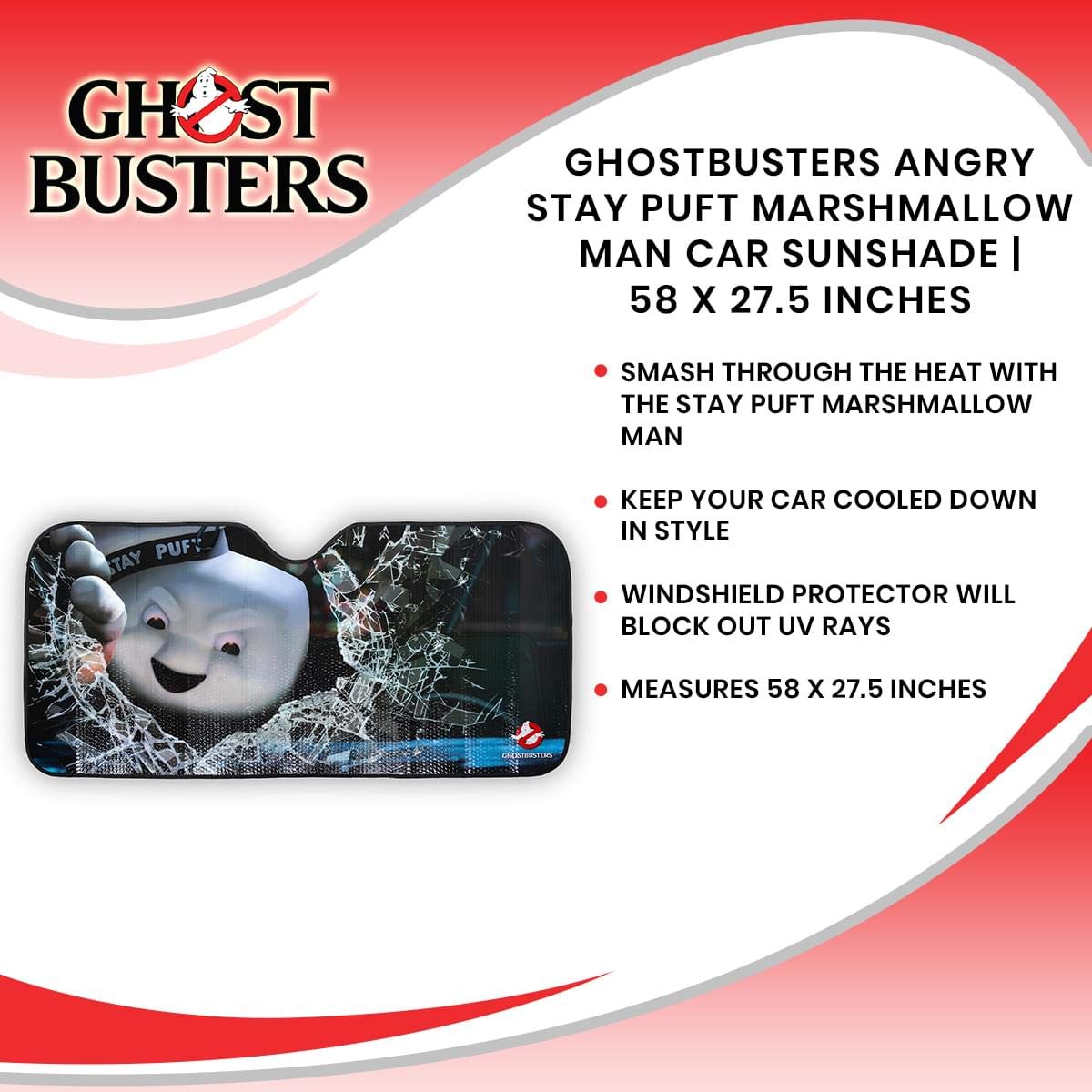 Official Ghostbusters Stay Puft Marshmallow Man Car Sunshade - 58