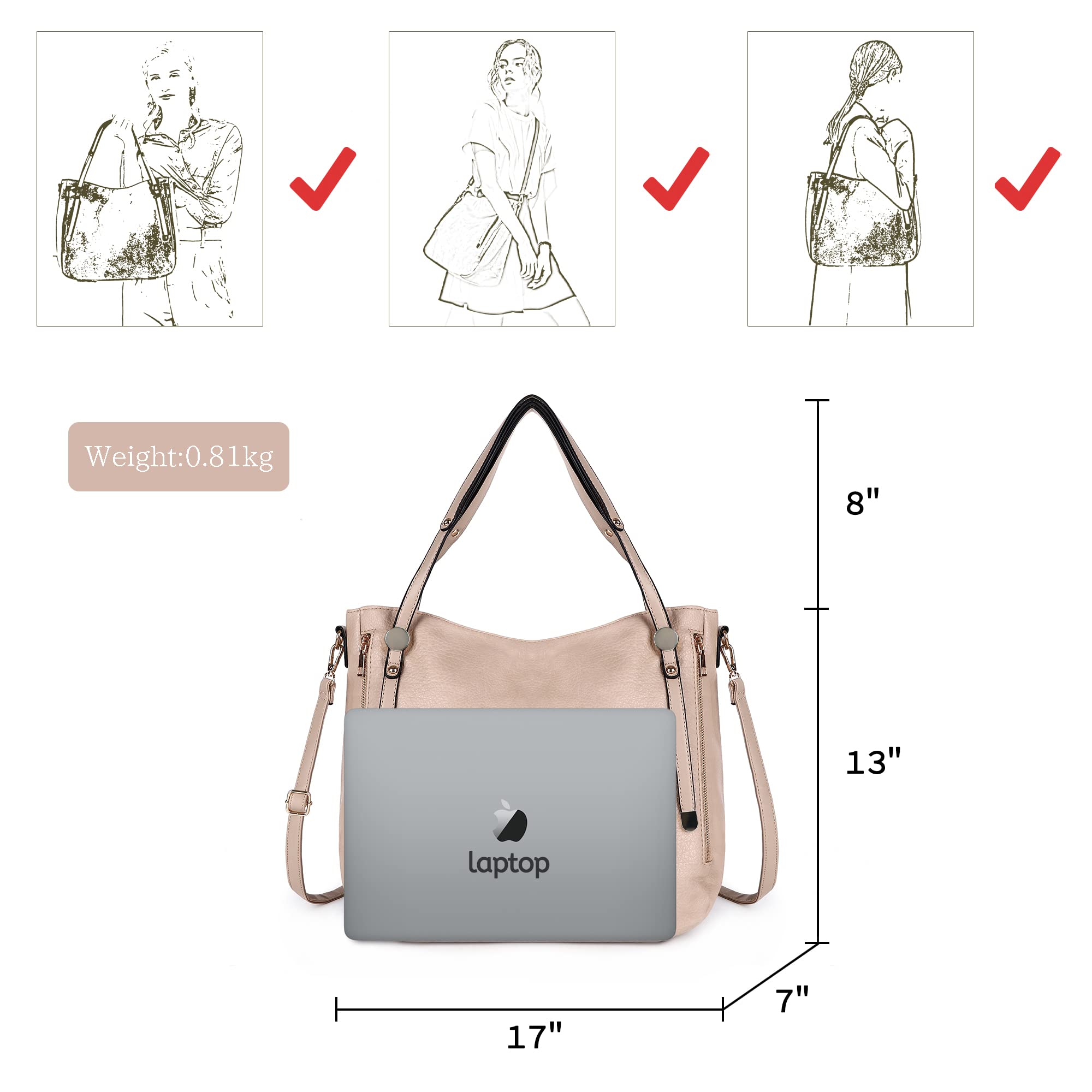Vegan Leather Hobo Shoulder Bag for Women - Large Capacity Crossbody Purse with Adjustable Straps | Perfect for Work, Travel & Everyday Use