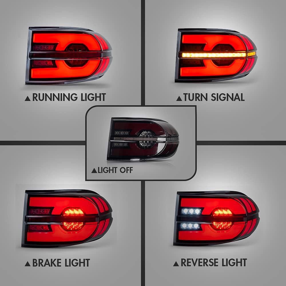 Smoke Tail Light Assembly for Toyota FJ Cruiser 2006-2023 - Sequential Turn Signals & Custom Animation - Direct Replacement Rear Lights - Perfect for Off-Roading & Night Driving Upgrades