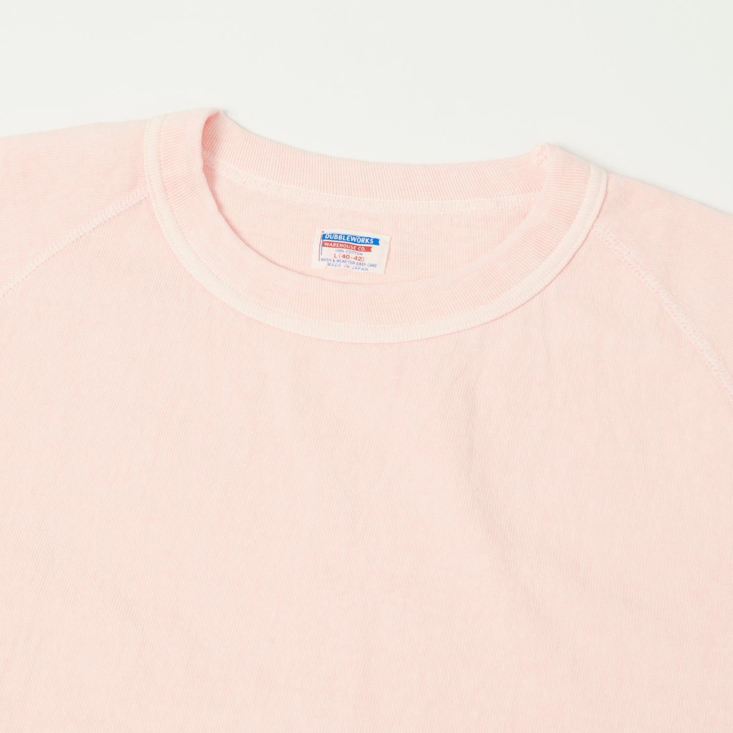 Dubbleworks Heavyweight Cotton Raglan Tee for Men & Women - Soft Pigment Dyed Pink T-Shirt - Casual Streetwear & Everyday Comfort