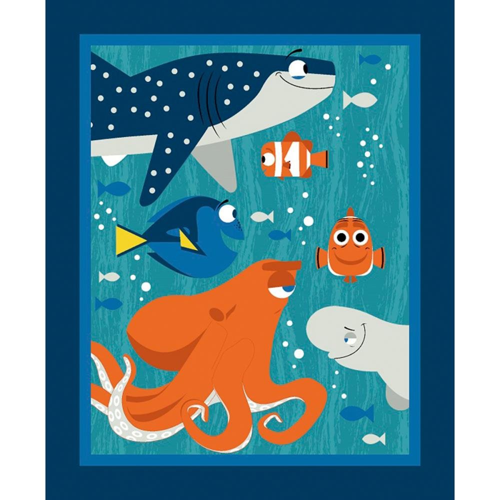 Disney Finding Dory Cotton Fabric by The Yard - Premium Printed Panel Material for Quilting, Sewing & DIY Crafts - Perfect for Kids Bedding, Costumes & Home Decor Projects