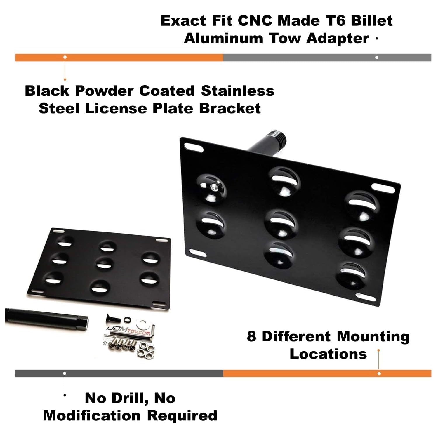 VW Jetta 2019-2023 Front Bumper Tow Hook License Plate Mounting Bracket - Heavy Duty Universal Fit for Aftermarket Plates - Perfect for Car Shows & State Compliance